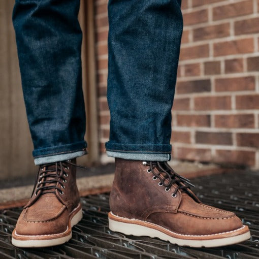 Sundown Trail Tobacco Moc Toe Boots with Vibram Sole and Timeless Craftsmanship