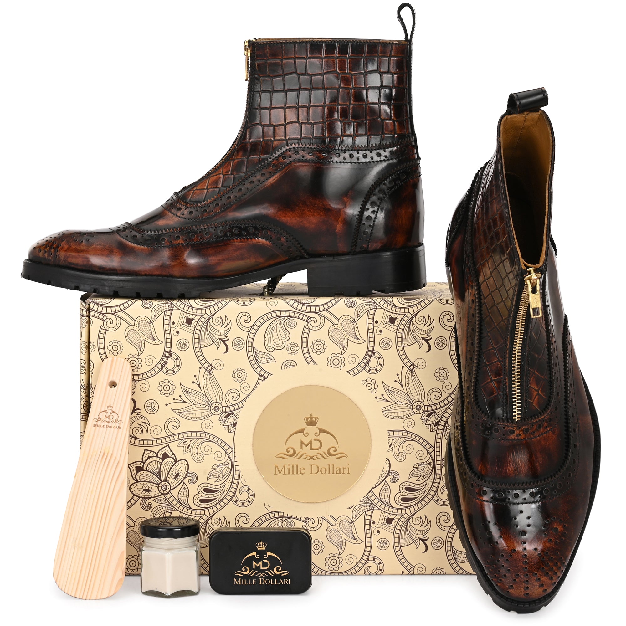 Men’s Printed Leather Boots