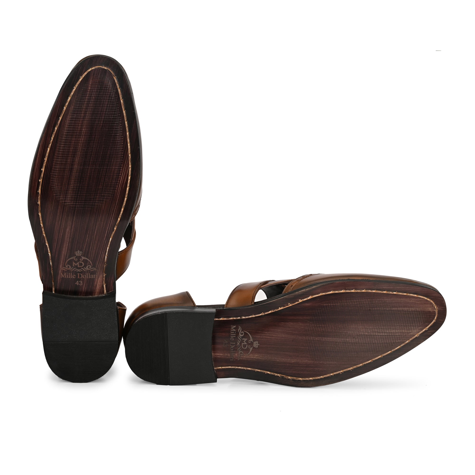 Handcrafted Men’s Brown Woven Leather Sandals