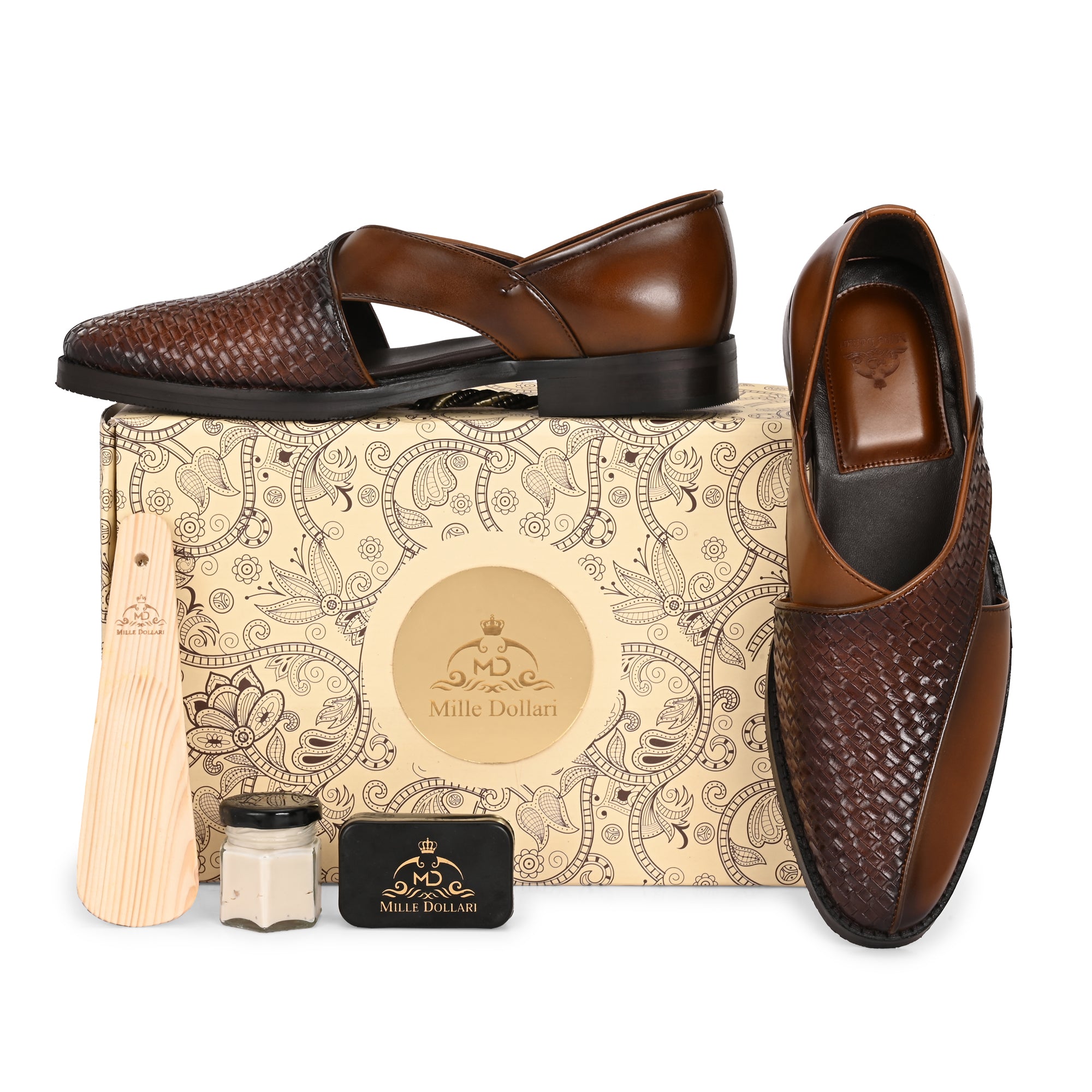 Handcrafted Men’s Brown Woven Leather Sandals