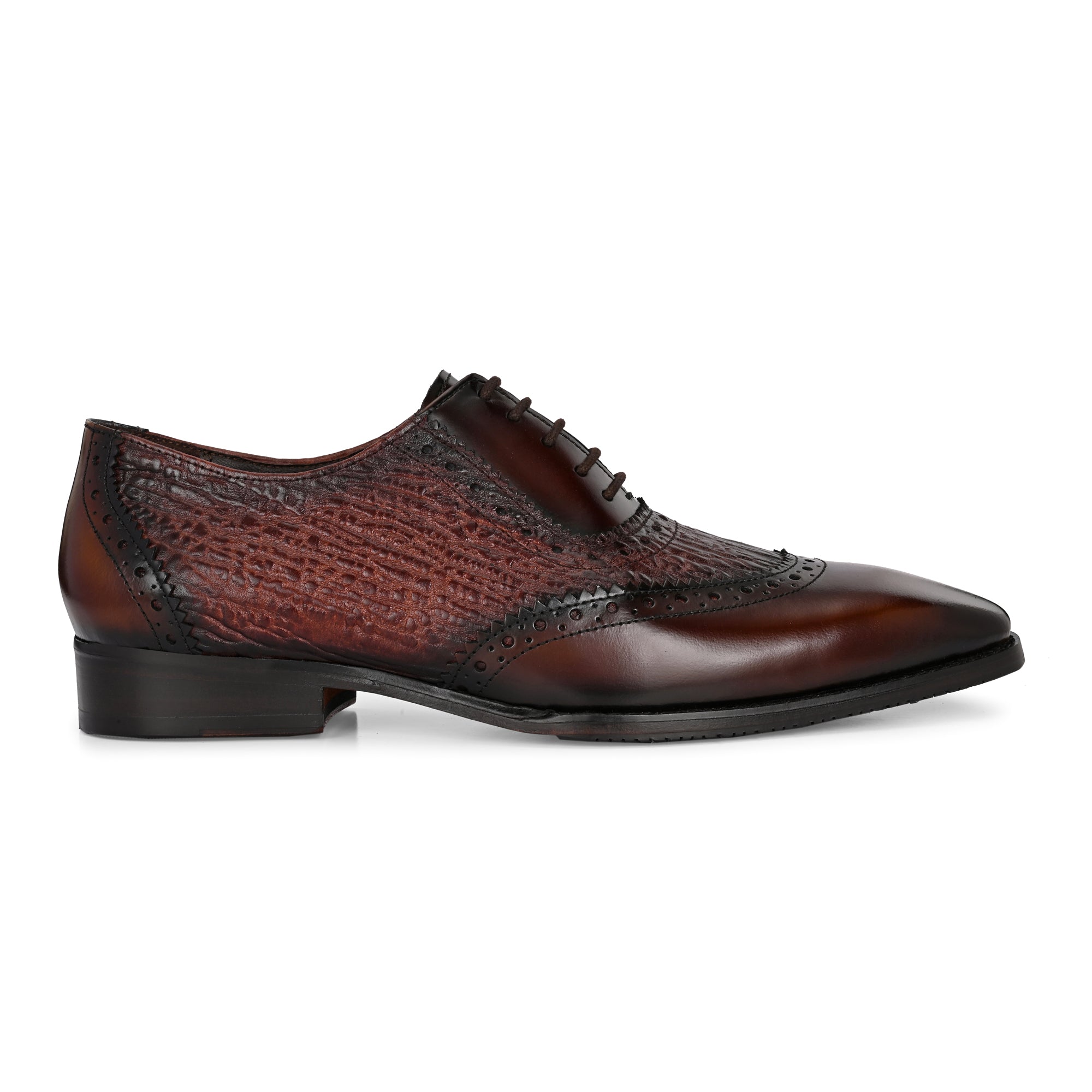 Premium Brown Textured Leather Oxford Brogues for Men