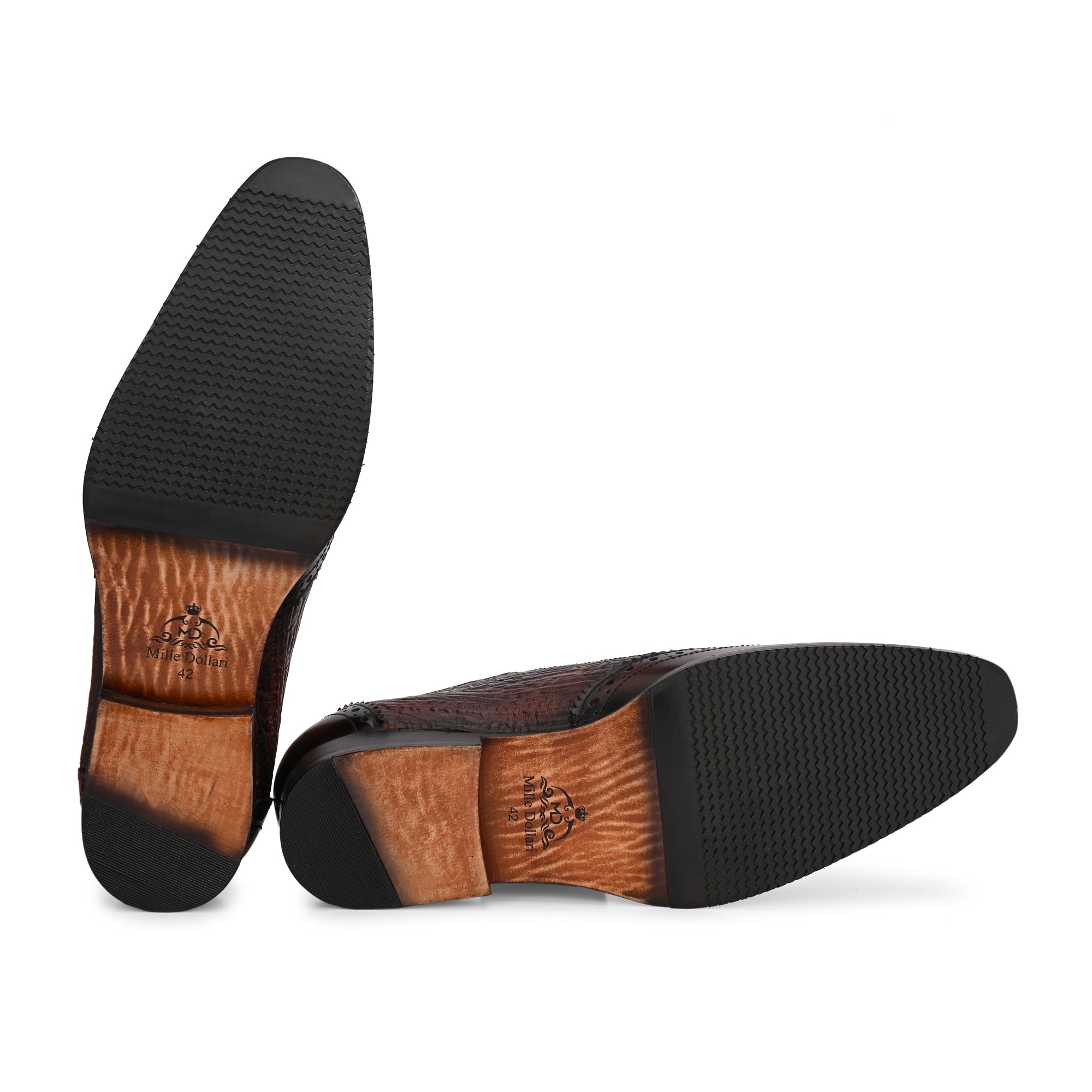 Premium Brown Textured Leather Oxford Brogues for Men