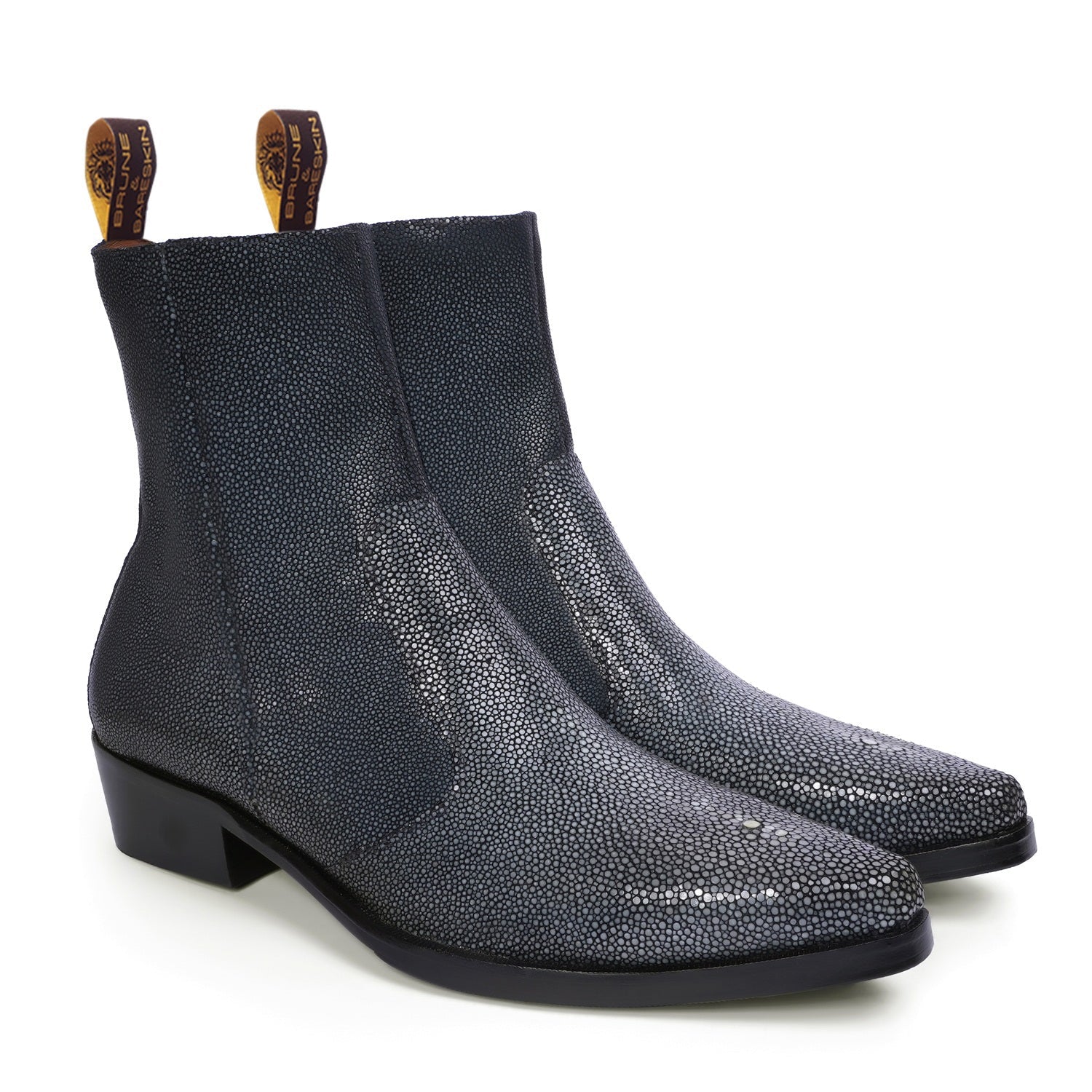 Men’s Textured Leather Ankle Boots | Premium Stingray-Style Finish | Side Zip Formal & Casual Boots