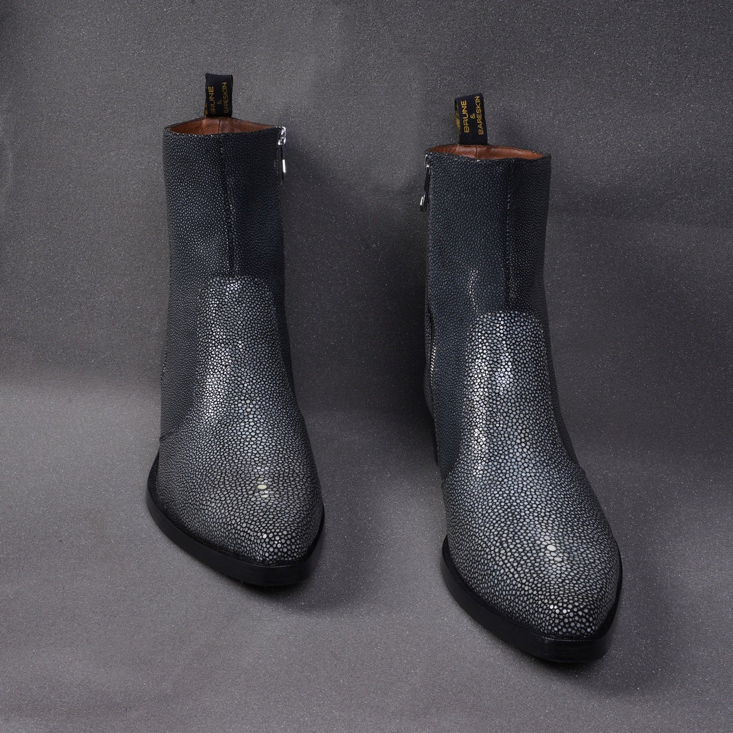 Men’s Textured Leather Ankle Boots | Premium Stingray-Style Finish | Side Zip Formal & Casual Boots