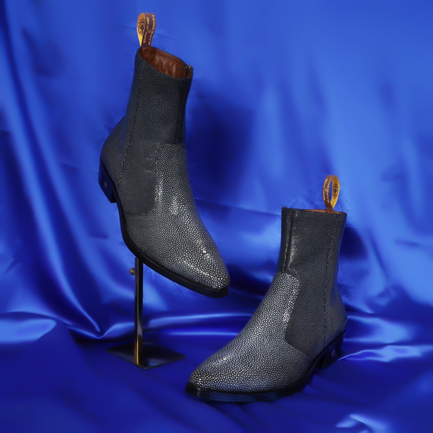 Men’s Textured Leather Ankle Boots | Premium Stingray-Style Finish | Side Zip Formal & Casual Boots