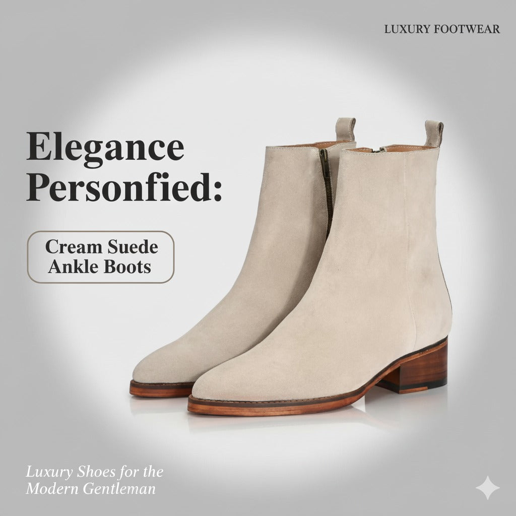 Elegance Personified: Cream Suede Ankle Boots for Timeless Style