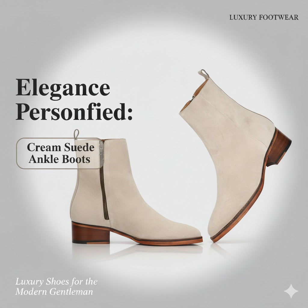 Elegance Personified: Cream Suede Ankle Boots for Timeless Style