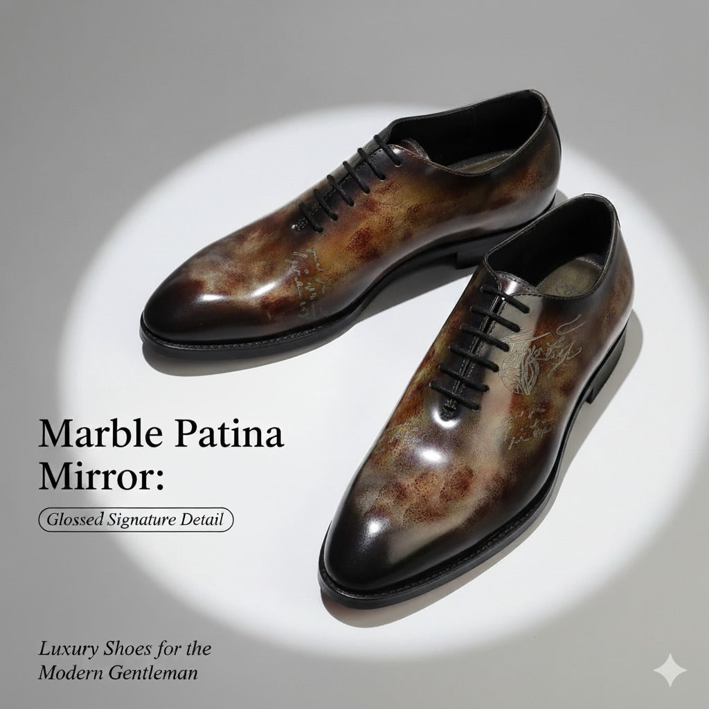 Marble Patina Mirror Glossed Signature Detail