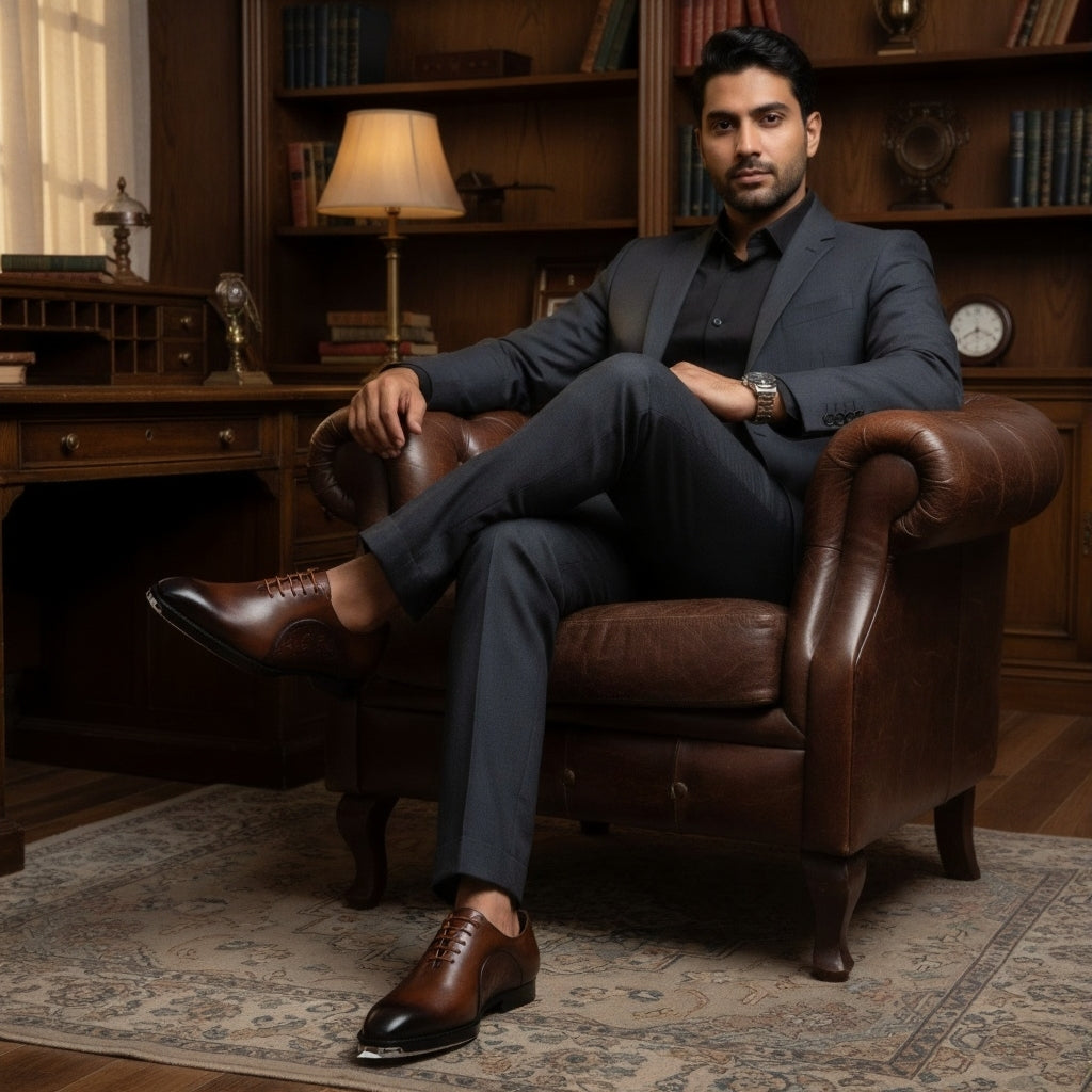 Mille Dollari Handcrafted Brown Burnished Leather Oxford Shoes – Luxury Italian Finish