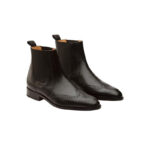 Classic Black Wingtip Detail Chelsea Boots