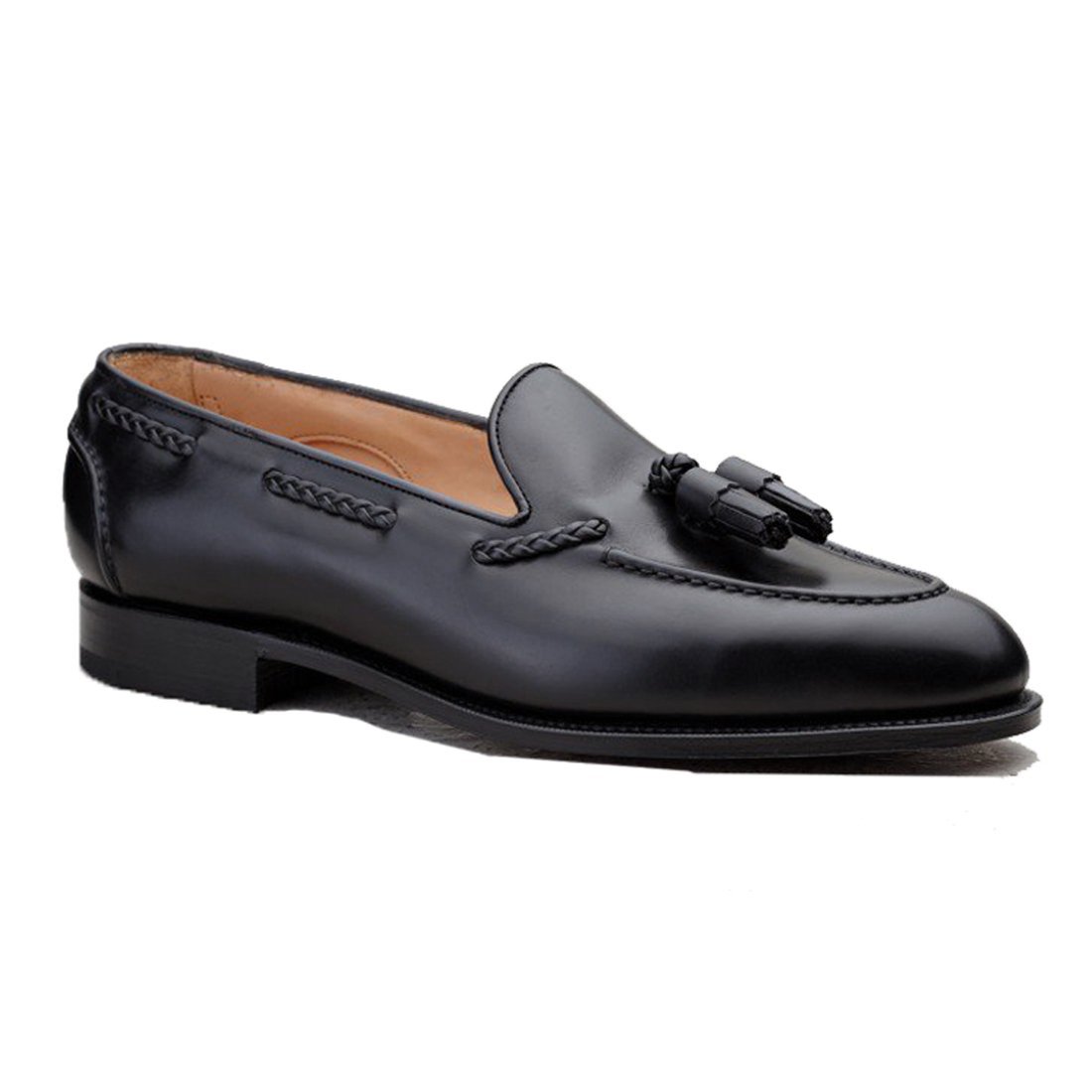 Luxurious Black Tassel Leather Loafers Shoe with Horse-bit Buckle 44/10