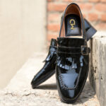 THE MARCO PATENT KILTIE MONKSTRAP IN BLACK