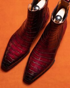 "Luxurious Mille Dollari alligator print boots showcasing premium craftsmanship and elegant design."