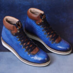 Noa Textured Hiker Style Laceup Boots - Blue