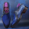 Handmade and handpainted blue Oxfords by Mille Dollari
