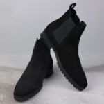 Nightshade Noir: Sleek Black Suede Chelsea Boot