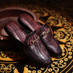 Hale Luxury Horsebit Slippers by Mille Dollari with embossed design and Italian leather sole.