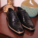 Oslo Lace: Classic Norwegian Croco Leather Lace-Up