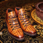 Savoy Chukka Boots in Curry Croco Leather