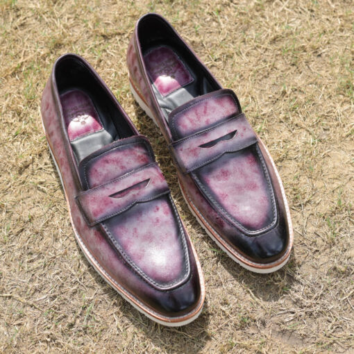 marble patina Argentina leather penny loafers with cushioned insole