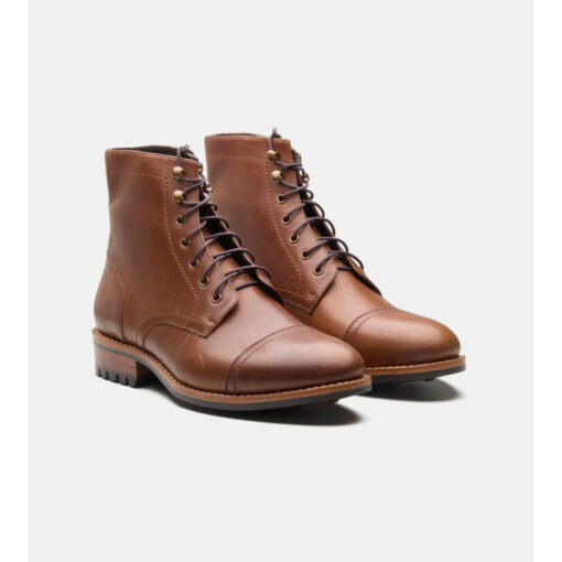 Apex Goodyear Welted Miracle Brown Pull-Up Captoe Boot featuring rich brown pull-up leather, Goodyear welt construction, and classic captoe design for men.