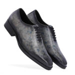 Grey Marble Patina Wholecut Derby Shoes for Ultimate Sophistication