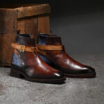 Cavalier Crest - Refined Marble Patina Boots for Bold Elegance