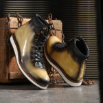 LuxeTrail Bespoke Patent Hiker Lace-Up Boots – Bold, Custom Comfort for the Adventurous