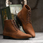 Frontier Heritage - Premium Cap-Toe Lace-Up Boots in Rich Tan Nubuck Leather