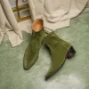 Green Suede Leather Fiorina Slip On Zipper Pointed Boots for Men - AW24