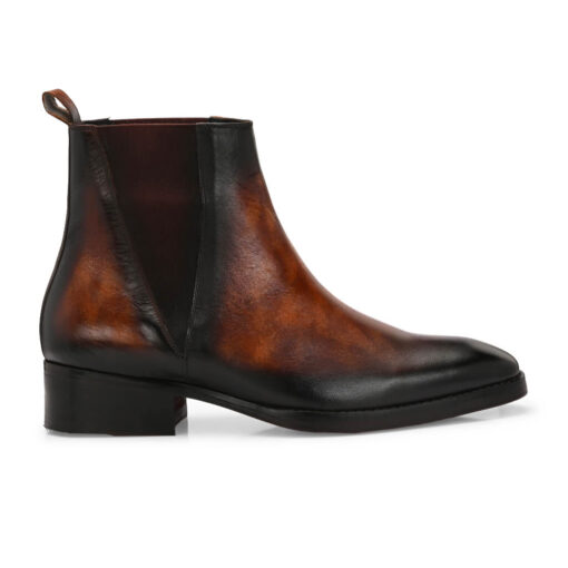 Marble-Gloss Masterpiece: Men's Hand-Patina Chelsea Boots in Cognac - Image 2