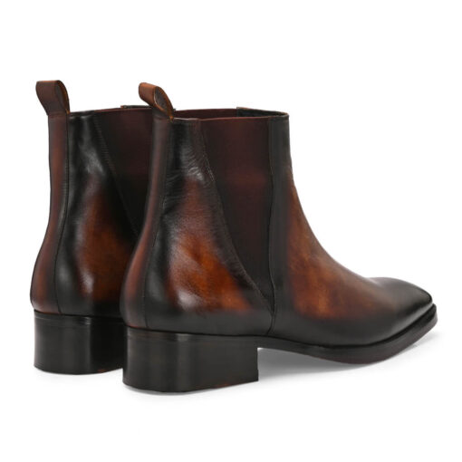 Marble-Gloss Masterpiece: Men's Hand-Patina Chelsea Boots in Cognac - Image 4