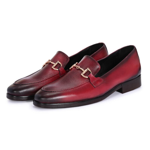 Luxora: Men's Hand-Painted Leather Loafers with Gold Horsebit - Image 3