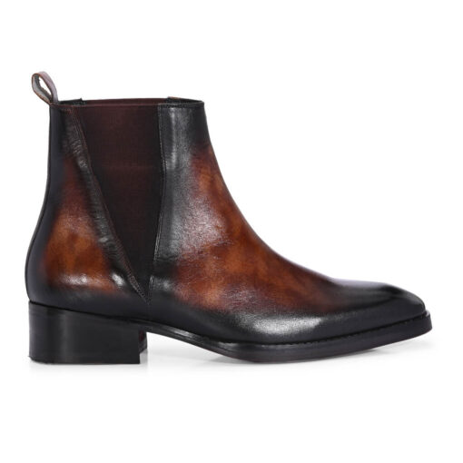 Marble-Gloss Masterpiece: Men's Hand-Patina Chelsea Boots in Cognac - Image 2