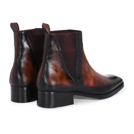 Marble-Gloss Masterpiece: Men's Hand-Patina Chelsea Boots in Cognac - Image 4